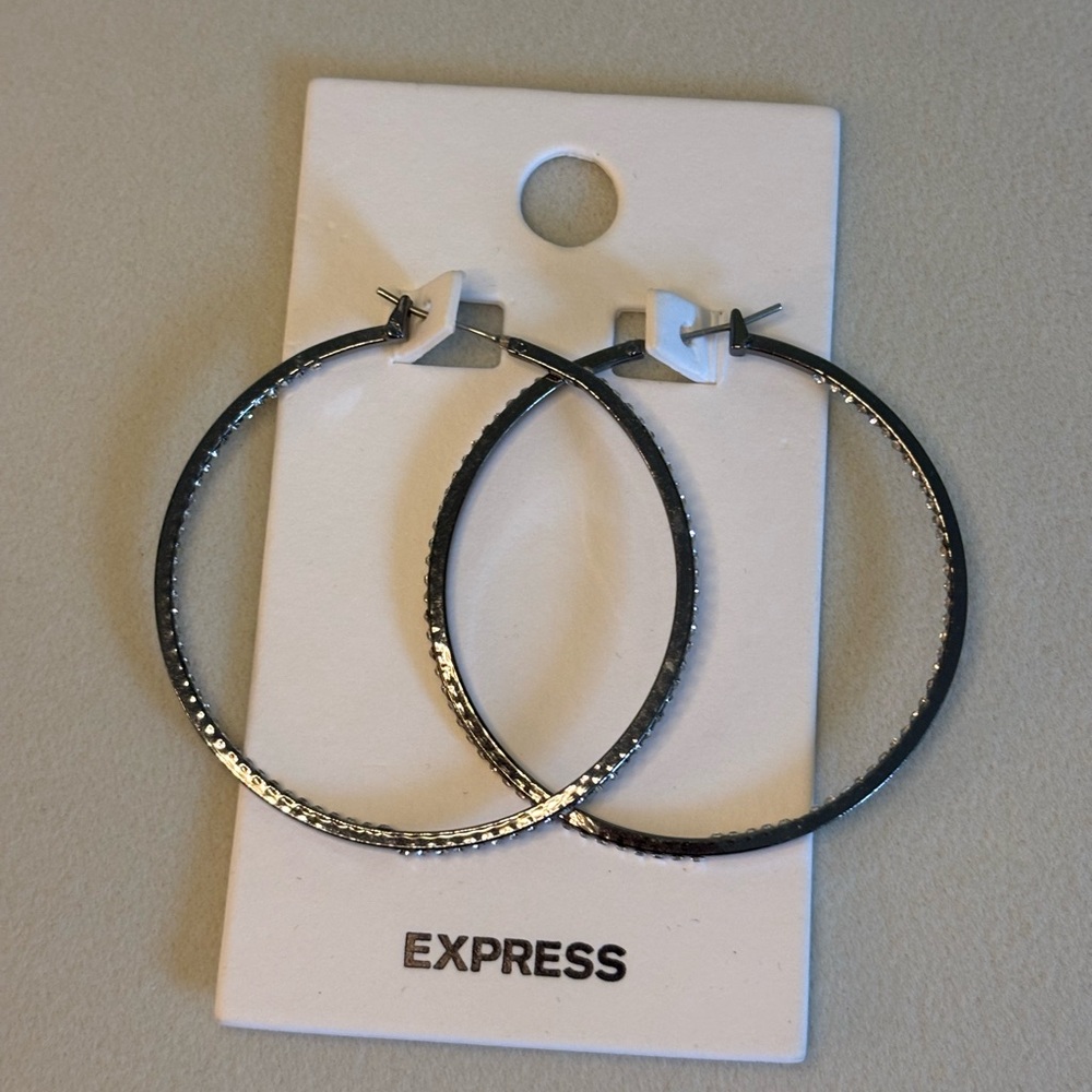 Express Silver studded Hoop Earrings